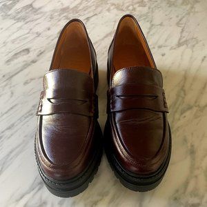 Sezane Burgundy Leather Loafers